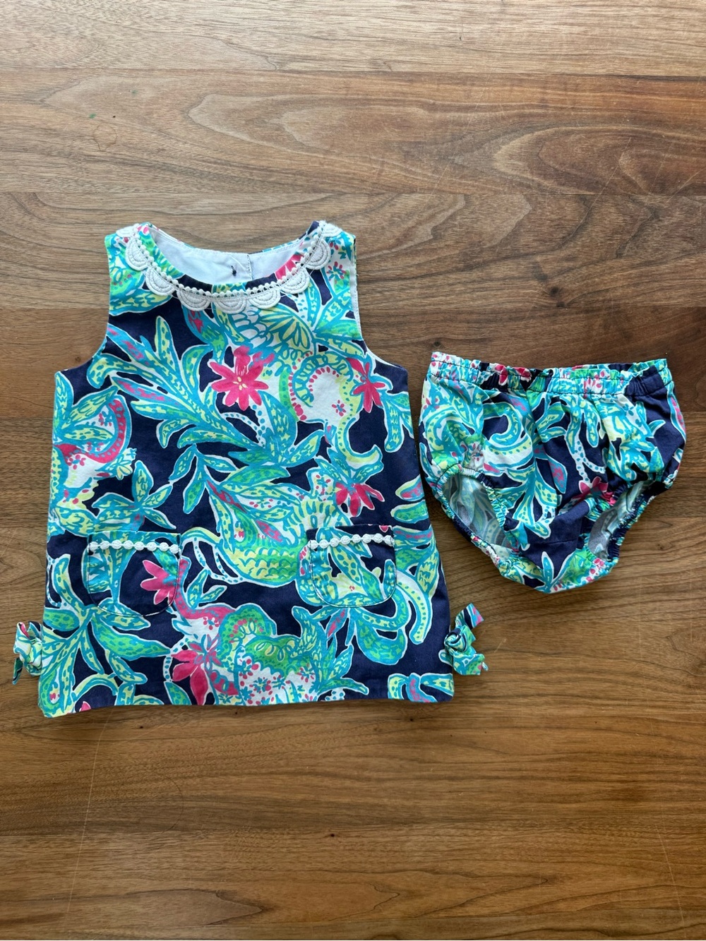 Lilly Pulitzer Baby Girl Shift Dress & Bloomer Matching Set Floral Print 12-18M